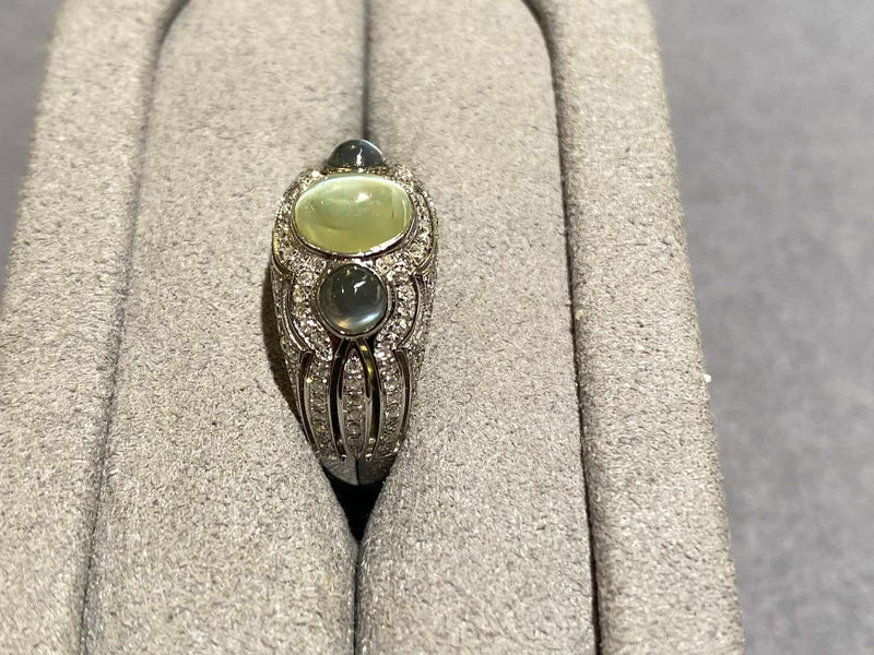 Chrysoberyl Cat's Eye, Alexandrite Cat's Eye and Diamond Ring in 18k Gold