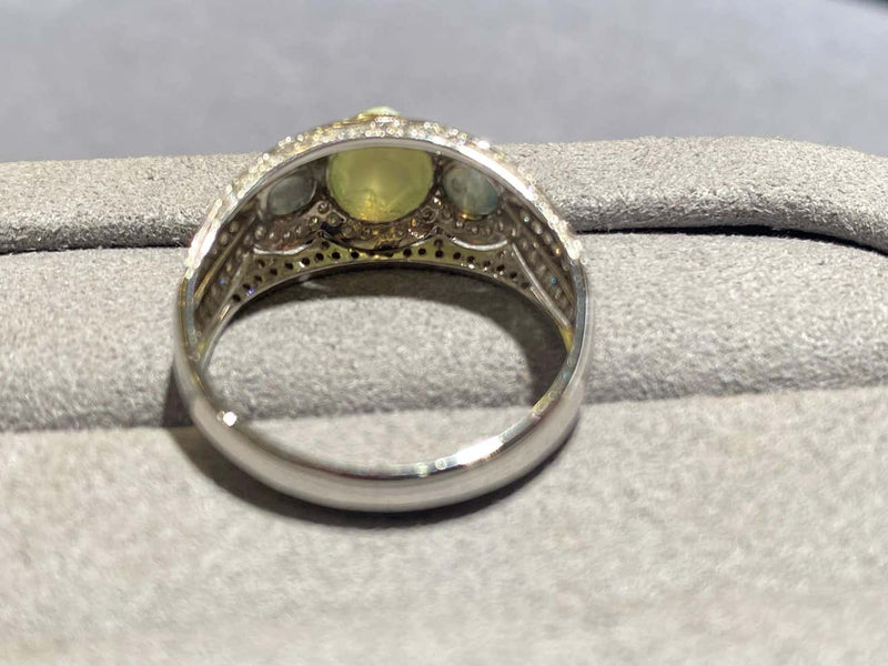 Chrysoberyl Cat's Eye, Alexandrite Cat's Eye and Diamond Ring in 18k Gold