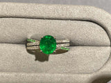 Eostre Tsavorite and Diamond Ring in 18k White Gold