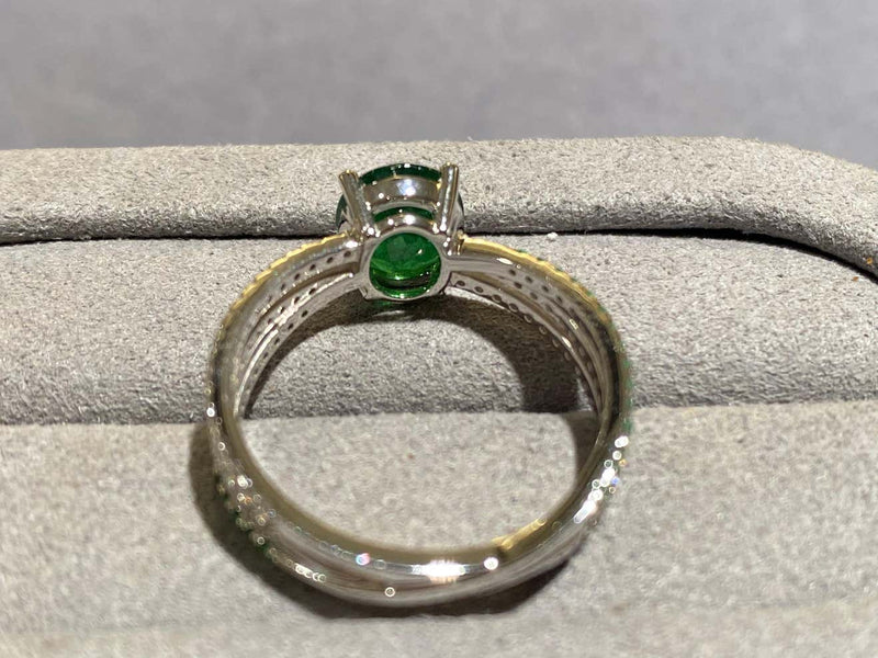 Eostre Tsavorite and Diamond Ring in 18k White Gold