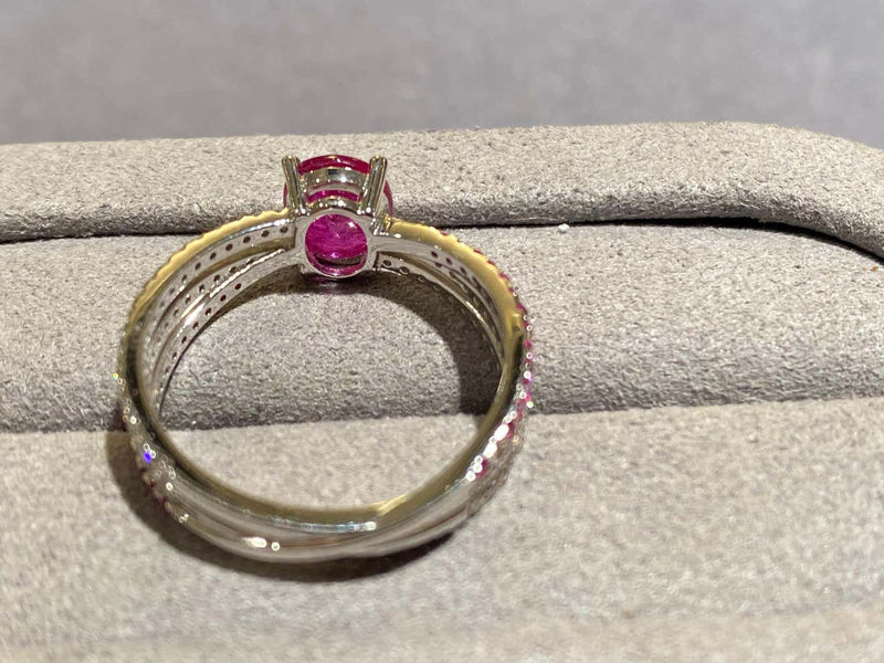 Eostre Purplish Pink Sapphire and Diamond Ring in 18k White Gold