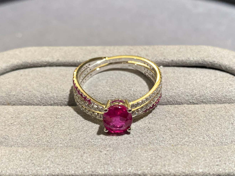 Eostre Purplish Pink Sapphire and Diamond Ring in 18k White Gold