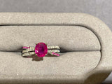 Eostre Purplish Pink Sapphire and Diamond Ring in 18k White Gold