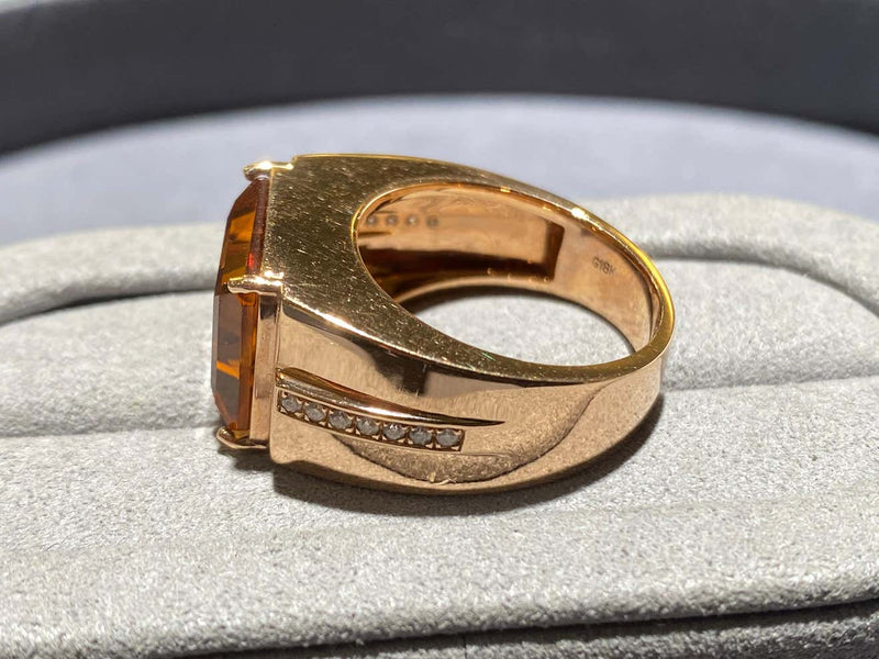 Citrine and Diamond Ring in 18k Rose Gold