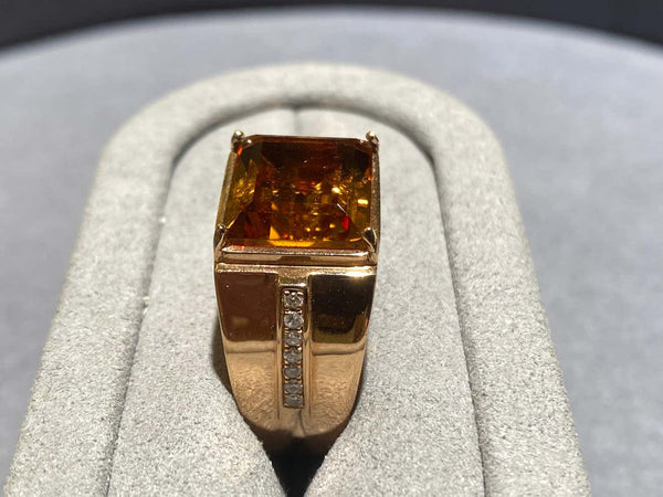 Citrine and Diamond Ring in 18k Rose Gold