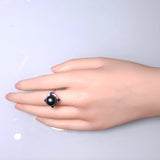 Eostre Faceted Black Tahitian Pearl, Sapphire and Diamond White Gold Ring