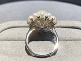 Australian South Sea Pearl, Seed Pearl and Diamond Ring in 18k White Gold