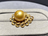 Deep Golden Colour South Sea Pearl and Diamond Pendant in 18k Yellow Gold