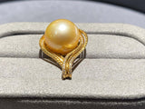 Golden Colour South Sea Pearl and Diamond Pendant in 18K Yellow Gold