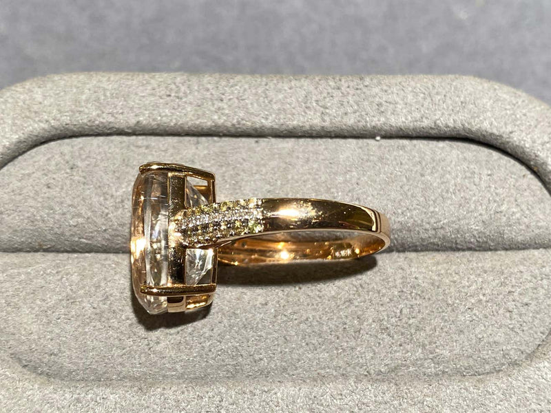 Spodumene and Diamond Ring in 18k Rose Gold