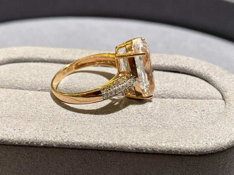 Spodumene and Diamond Ring in 18k Rose Gold