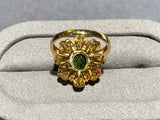 Green Tourmaline and Diamond Ring in 18k Yellow Gold