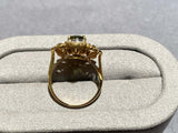 Green Tourmaline and Diamond Ring in 18k Yellow Gold