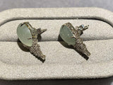 Eostre Type A Green Jadeite and Diamond Earrings in 18k White Gold