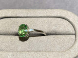 Eostre Tsavorite and Diamond Three-Stone Ring in 18k White Gold