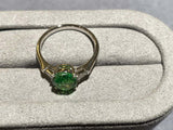 Eostre Tsavorite and Diamond Three-Stone Ring in 18k White Gold