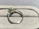 Eostre Tsavorite and Diamond Three-Stone Ring in 18k White Gold