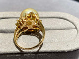 Light Champagne Colour South Sea Pearl and Diamond Ring in 18k Yellow Gold