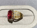 Eostre Rubellite Tourmaline and Diamond Ring in 18k Yellow Gold