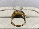 Light Lavender Colour Type A Jadeite and Diamond Ring in 18k Yellow Gold