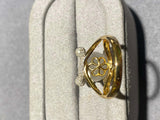 Light Lavender Colour Type A Jadeite and Diamond Ring in 18k Yellow Gold