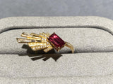 Eostre Rubellite Tourmaline and Diamond Ring in 18k Yellow Gold