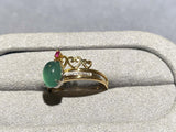 Type A Green Jadeite and Diamond detachable Ring in 18k Yellow and White Gold