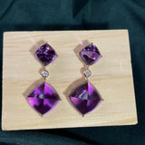 Eostre Natural Amethyst Sugar Loaf Drop Rose Gold Earring