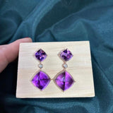 Eostre Natural Amethyst Sugar Loaf Drop Rose Gold Earring