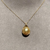 Golden South Sea Pearl and Diamond Yellow Gold Pendant