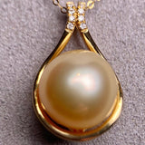 Golden South Sea Pearl and Diamond Yellow Gold Pendant