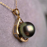 Tahitian Pearl and Diamond Yellow Gold Pendant