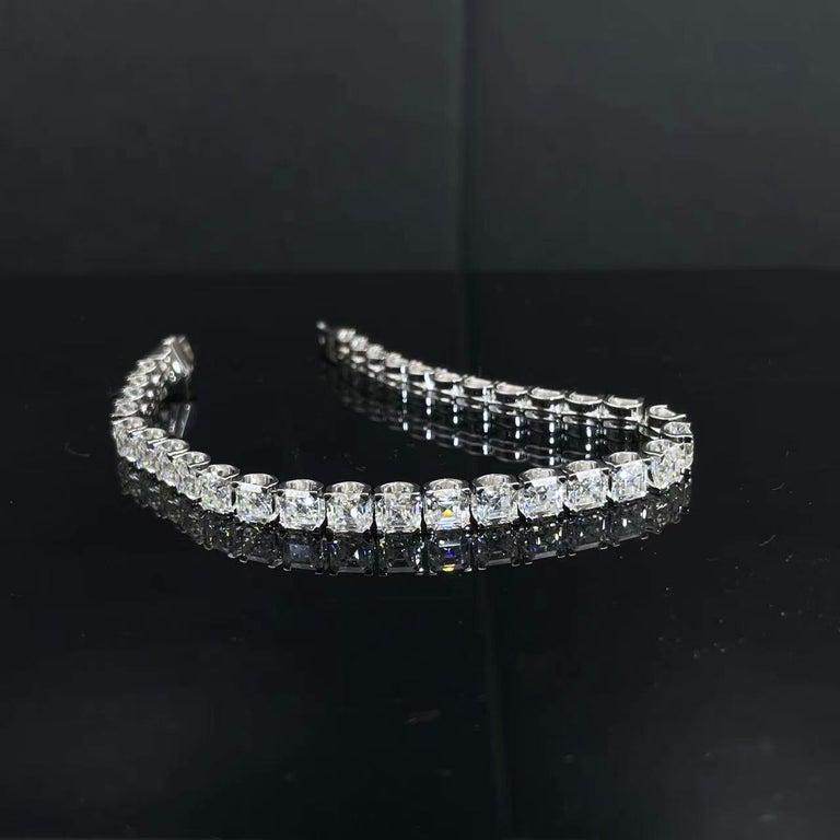 Eostre Asscher Diamond Line Tennis Statement White Gold Bracelet