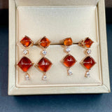 Eostre Spessartite Fanta Garnet Sugar Loaf and Diamond Rose Gold Earring