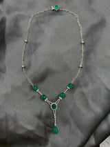 Eostre Emerald Cabochon Sugarloaf and Diamond White Gold Necklace