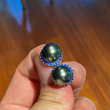 Eostre Tahitian Pearl and Sapphire White Gold Earring