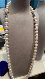 South Sea Pearl Necklace with Two Australian Solid Black Opal and Diamond Claps