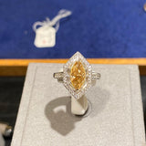 Eostre Marquise Yellow Diamond and White Diamond White Gold Engagement Ring