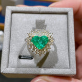 Eostre Emerald Heart and Diamond White Gold Engagement Ring