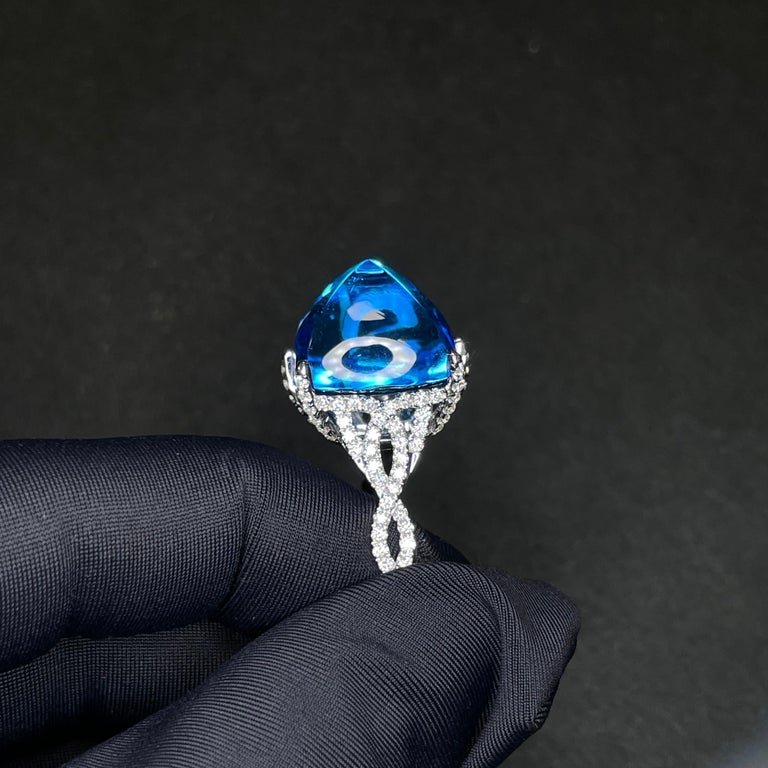 Eostre Topaz and Diamond White Gold Engagement Ring