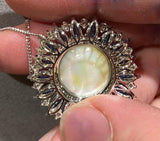 Eostre Mabe Pearl, Sapphire and Diamond Yellow Gold Pendant