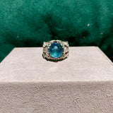 Eostre Greenish Blue Aquamarine and Diamond White Gold Ring