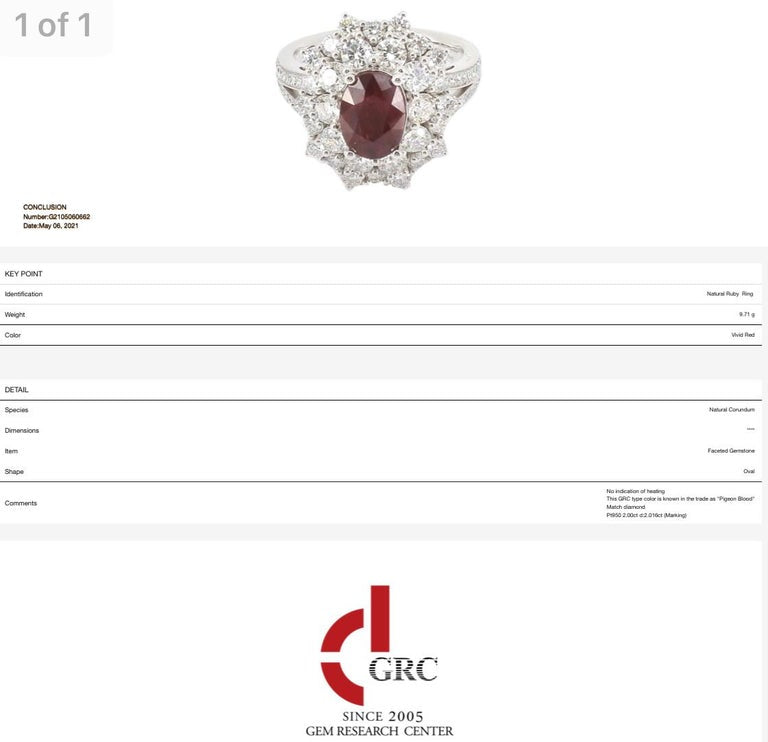 Eostre 'CHECK the VIDEO' Blood Ruby 2ct Unheated and Diamond Platinum Ring