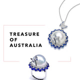 Eostre South Sea Pearl, Blue Sapphire and Diamond White Gold Pendant