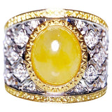 Eostre Type A Natural Yellow Jadeite Jade and Diamond Duo Colour Ring