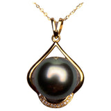Tahitian Pearl and Diamond Yellow Gold Pendant