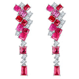 Eostre Neon Spinel Red and Hot Pink and Diamond White Gold Earring