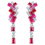Eostre Neon Spinel Red and Hot Pink and Diamond White Gold Earring