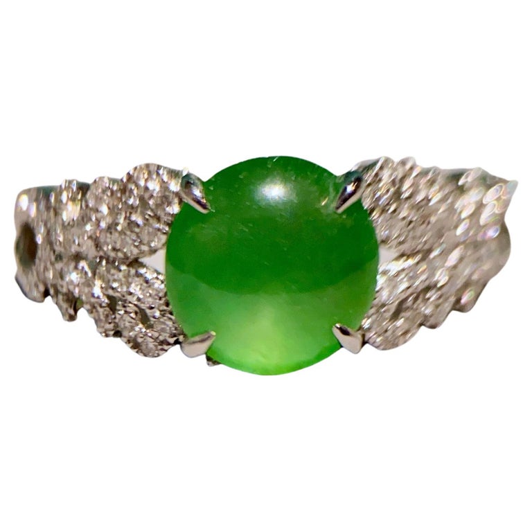 Eostre Jadeite and Diamond 18K White Gold Ring