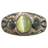 Chrysoberyl Cat's Eye, Alexandrite Cat's Eye and Diamond Ring in 18k Gold
